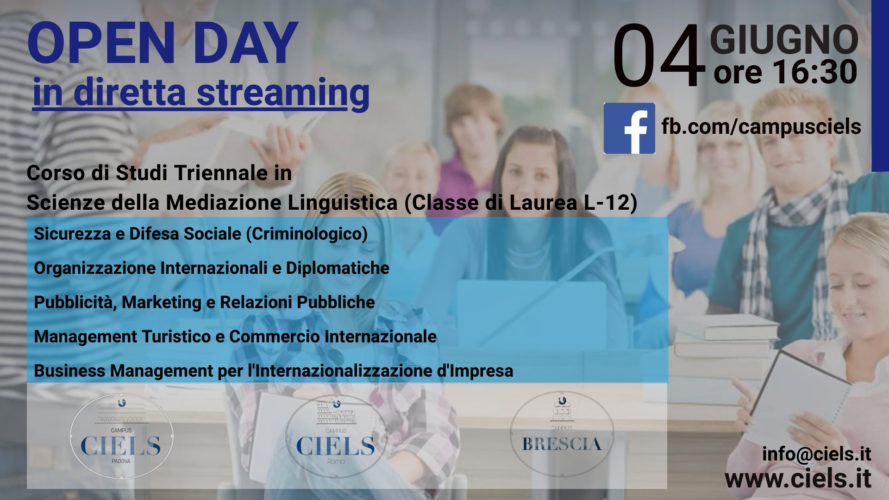 Orientamento CIELS PADOVA Open Day in diretta Streaming 4 giugno 2020 - CAMPUS CIELS