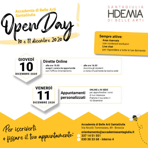 Invito Open Day - Accademia SantaGiulia e ITS Machina Lonati